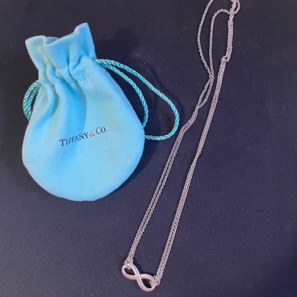Tiffany & Co. Double Chain Infinity Pedant Sterling Silver 18"